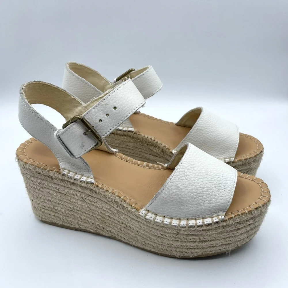 Soludos White Espadrille Wedge Sandals